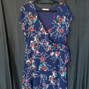 Le lis  Navy and Red Floral Maxi  Dress